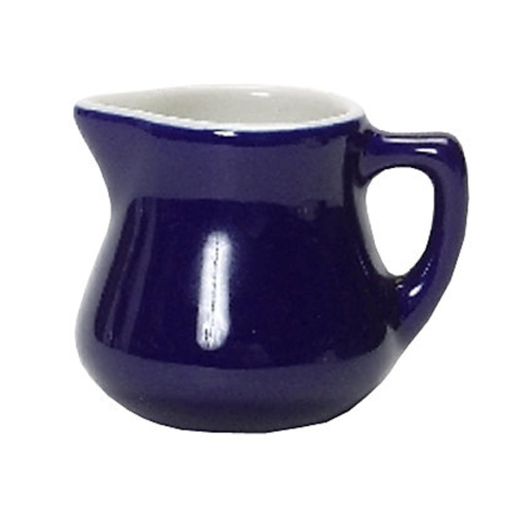 Tuxton B2R-035 3.5 Oz. Cobalt / Eggshell Creamer
