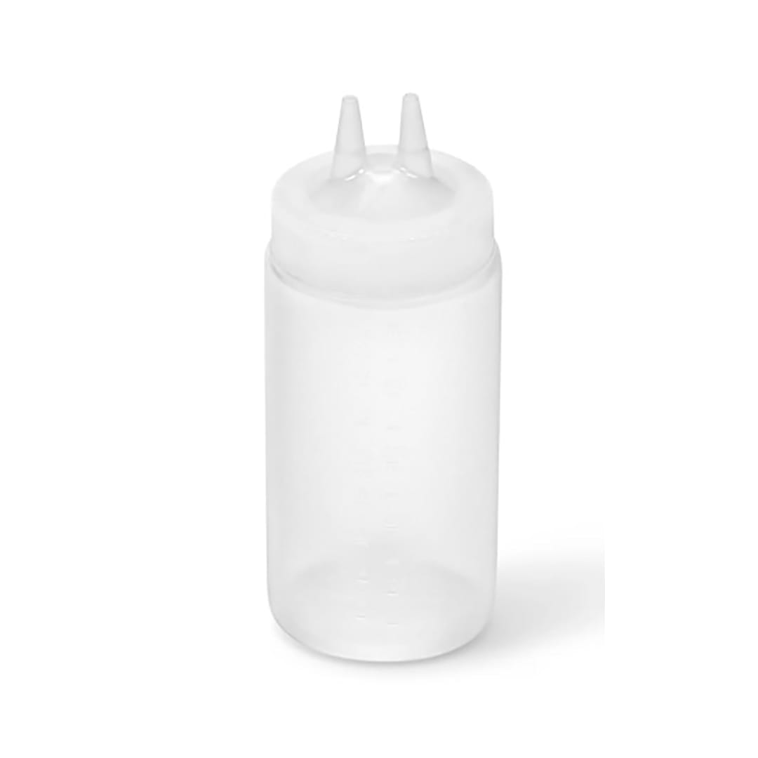 Traex 2316-13 Clear 16 Ounce Wide Mouth Twin Tip Squeeze Bottle