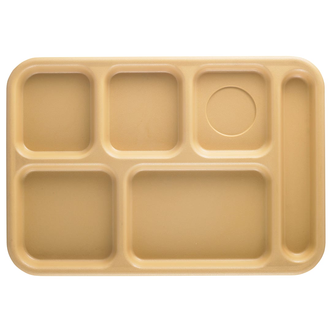 Cambro BCT1014161 Tan Budget 6-Compartment School Tray