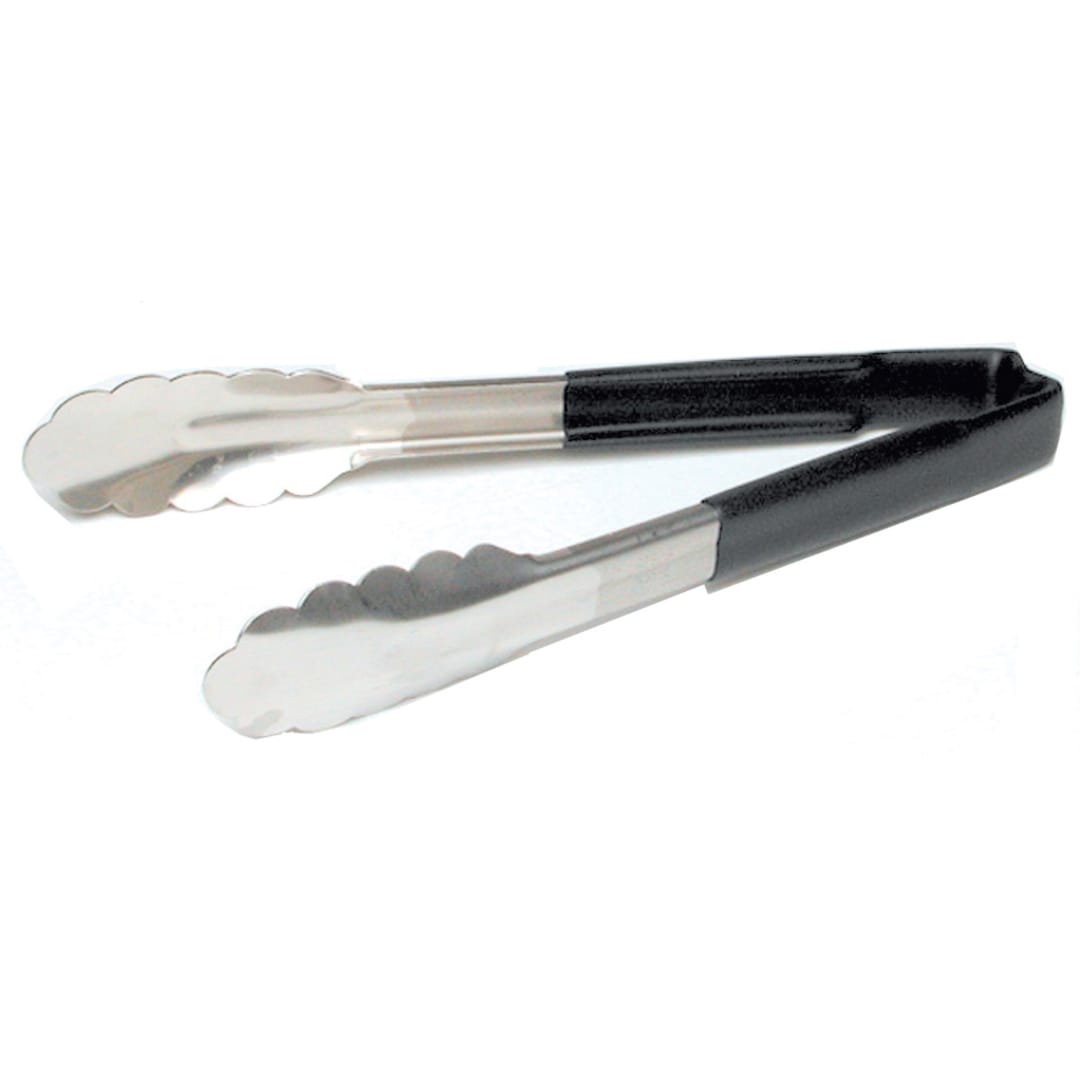Vollrath 4780920 Black Kool-Touch S/S 9-1/2" Scalloped Tong