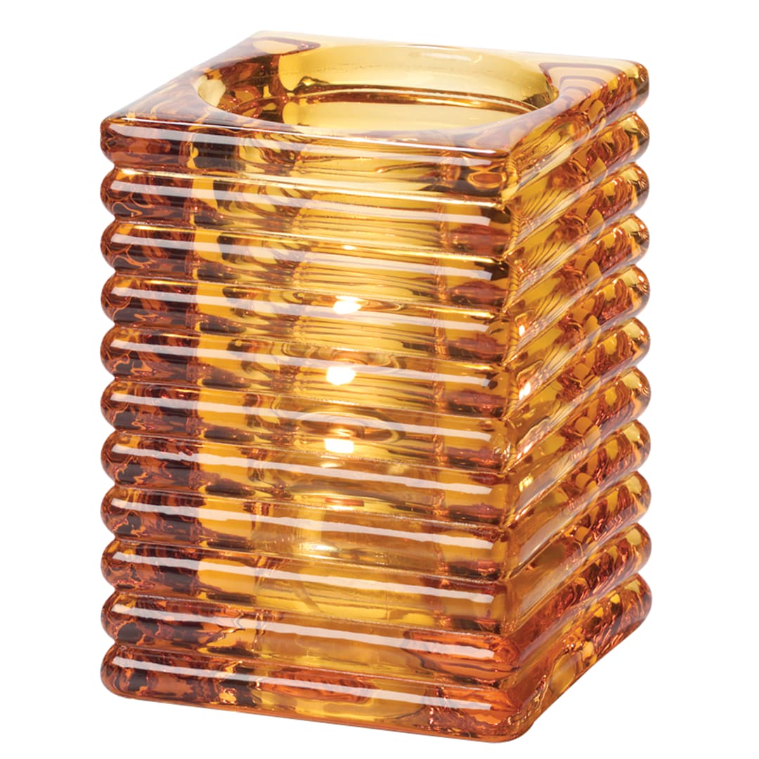 Hollowick 1511A Amber Horizontal Rib Glass Rod Lamp