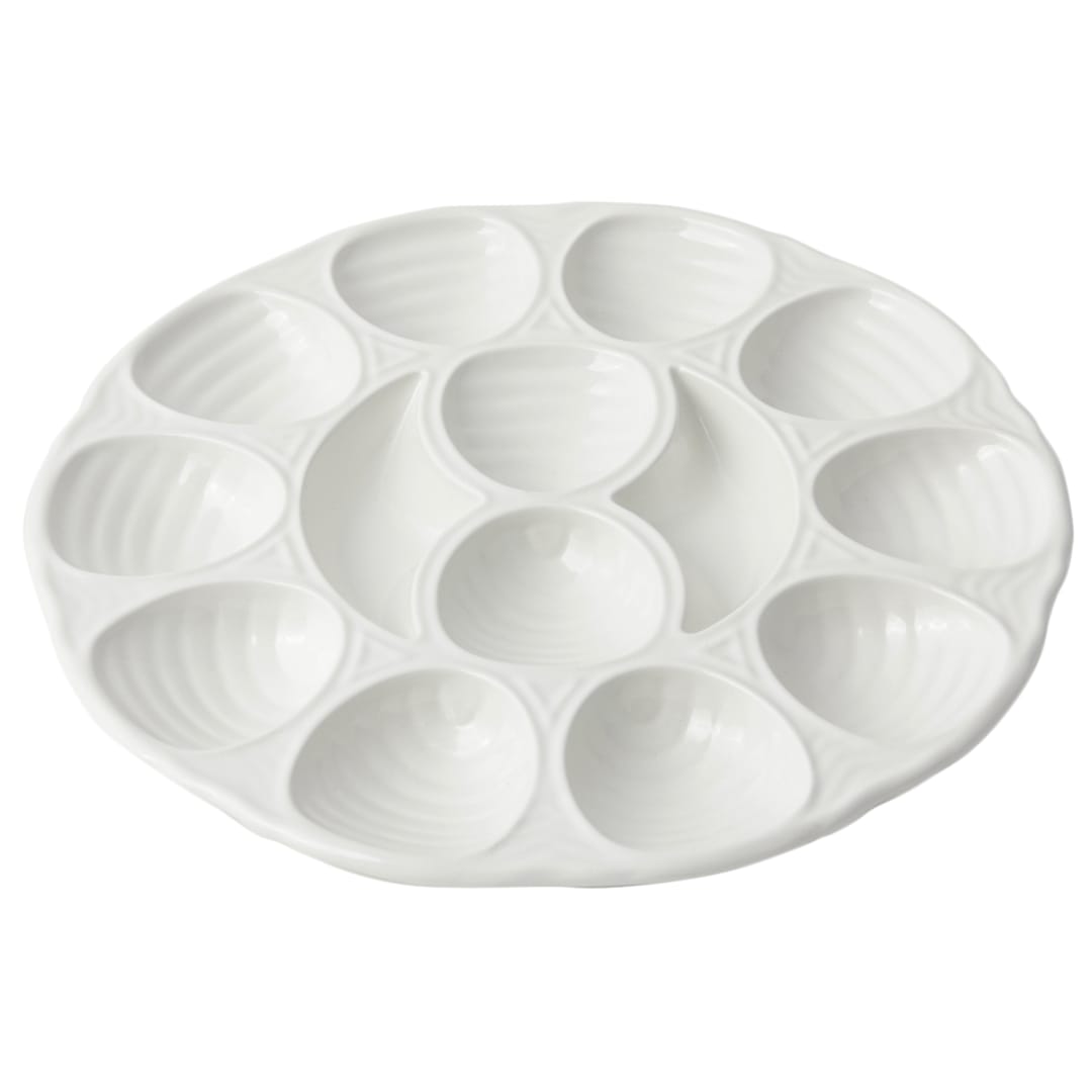 Bon Chef 5022 WHITE Sandstone 12-Hole 11-14" Oyster Dish