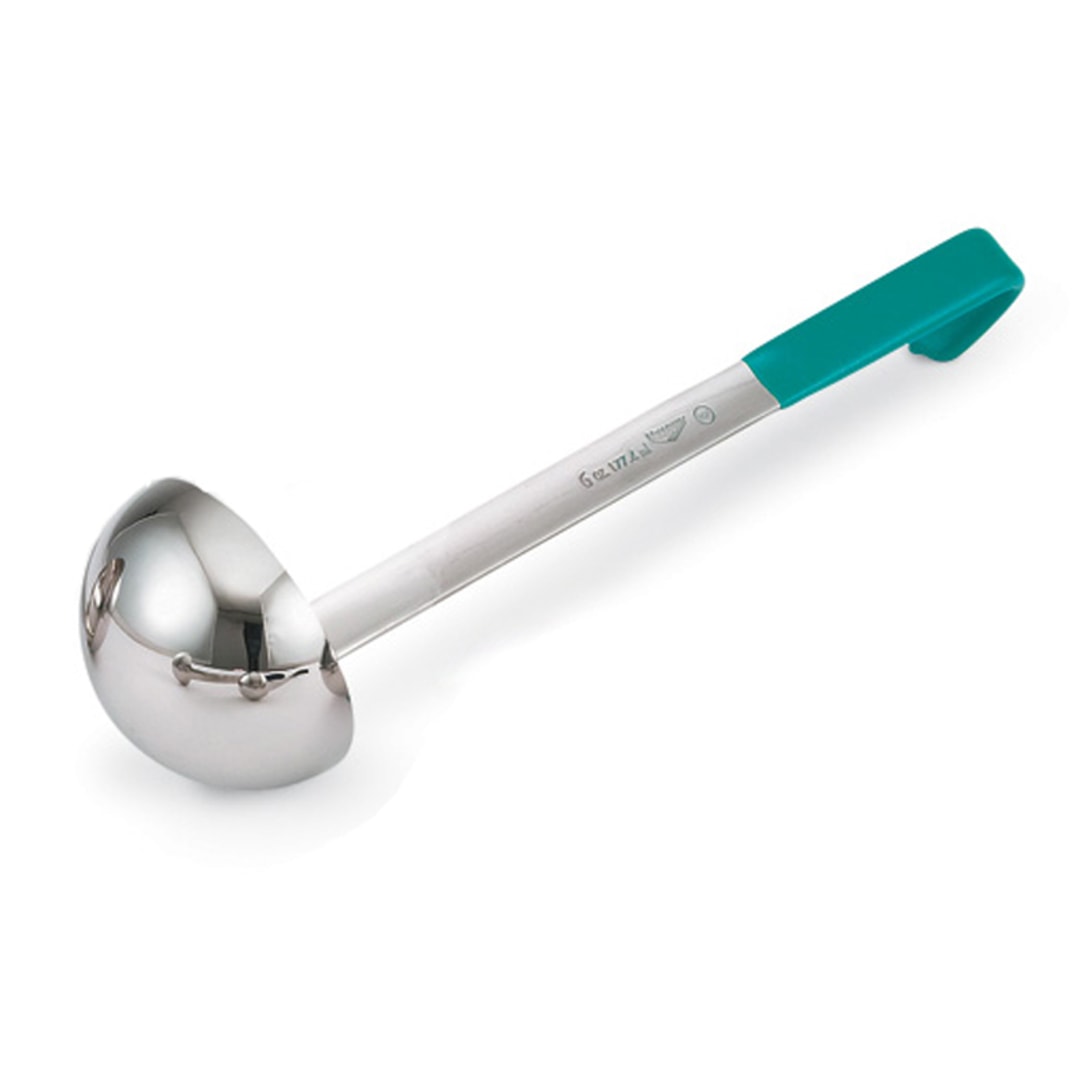 Vollrath® 4980655 Teal Handled 6 Ounce Stainless Steel Ladle