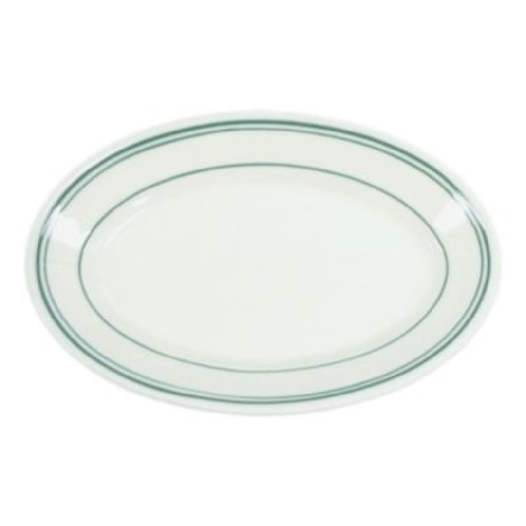 Homer Laughlin China 1561 Green Band Oval 12" Platter - Dozen