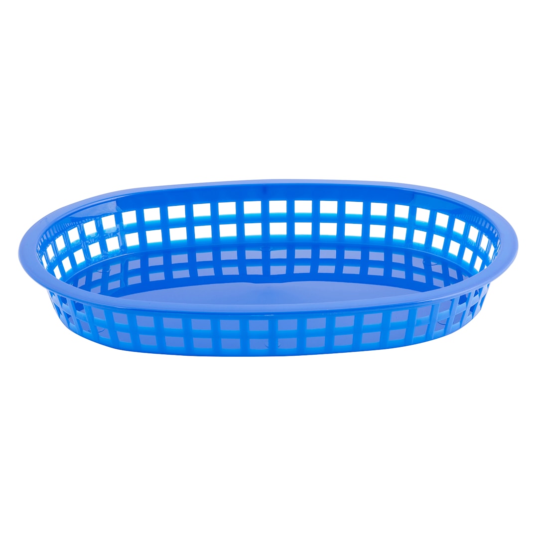 TableCraft 1076BL Royal Blue Oval Chicago Platter Basket - Dozen