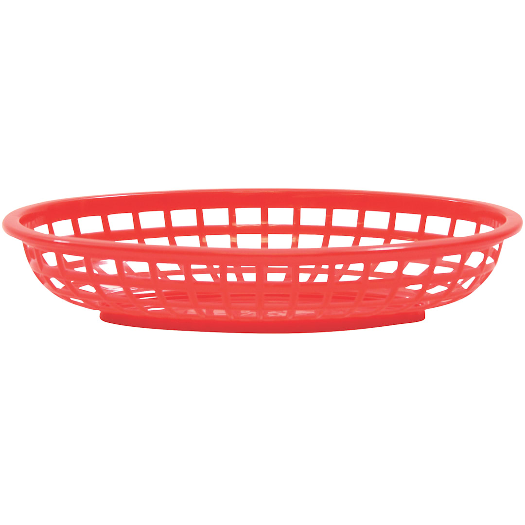 TableCraft 1074R Classic Red 9.25" x 6" Oval Basket - Dozen