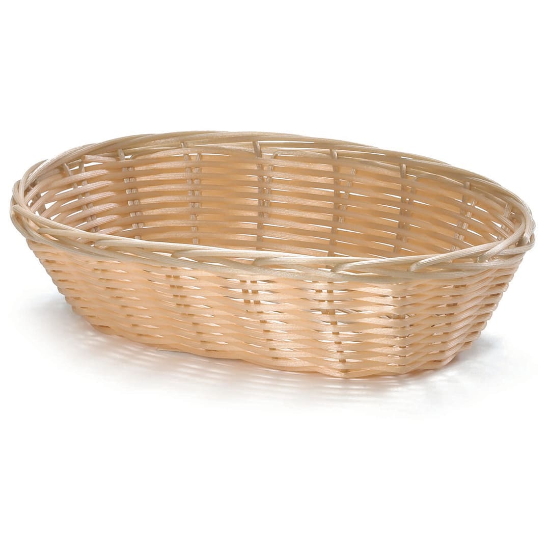 TableCraft 1174W 9" x 6" Hand-Woven Plastic Basket - Dozen