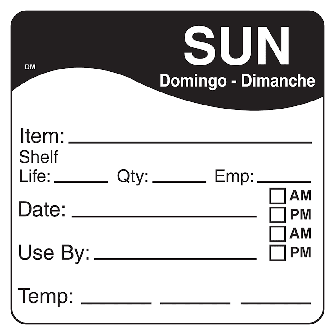 DayMark 1100627 DissolveMark™ 2.5" Sunday Day Square