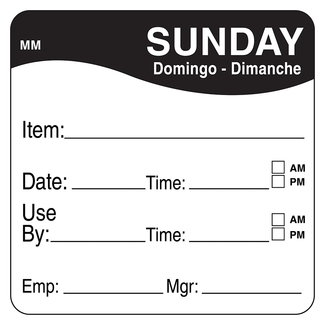DayMark IT120148-7-SUN MoveMark 2" Sunday Use By Day Square