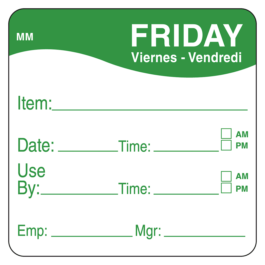 DayMark IT120148-5-FRI MoveMark 2" Friday Use By Day Square