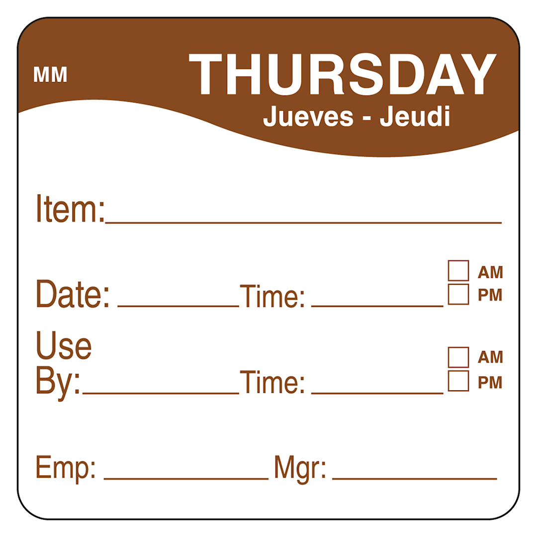 DayMark IT120148-4-THU MoveMark 2" Thursday Use By Day Square