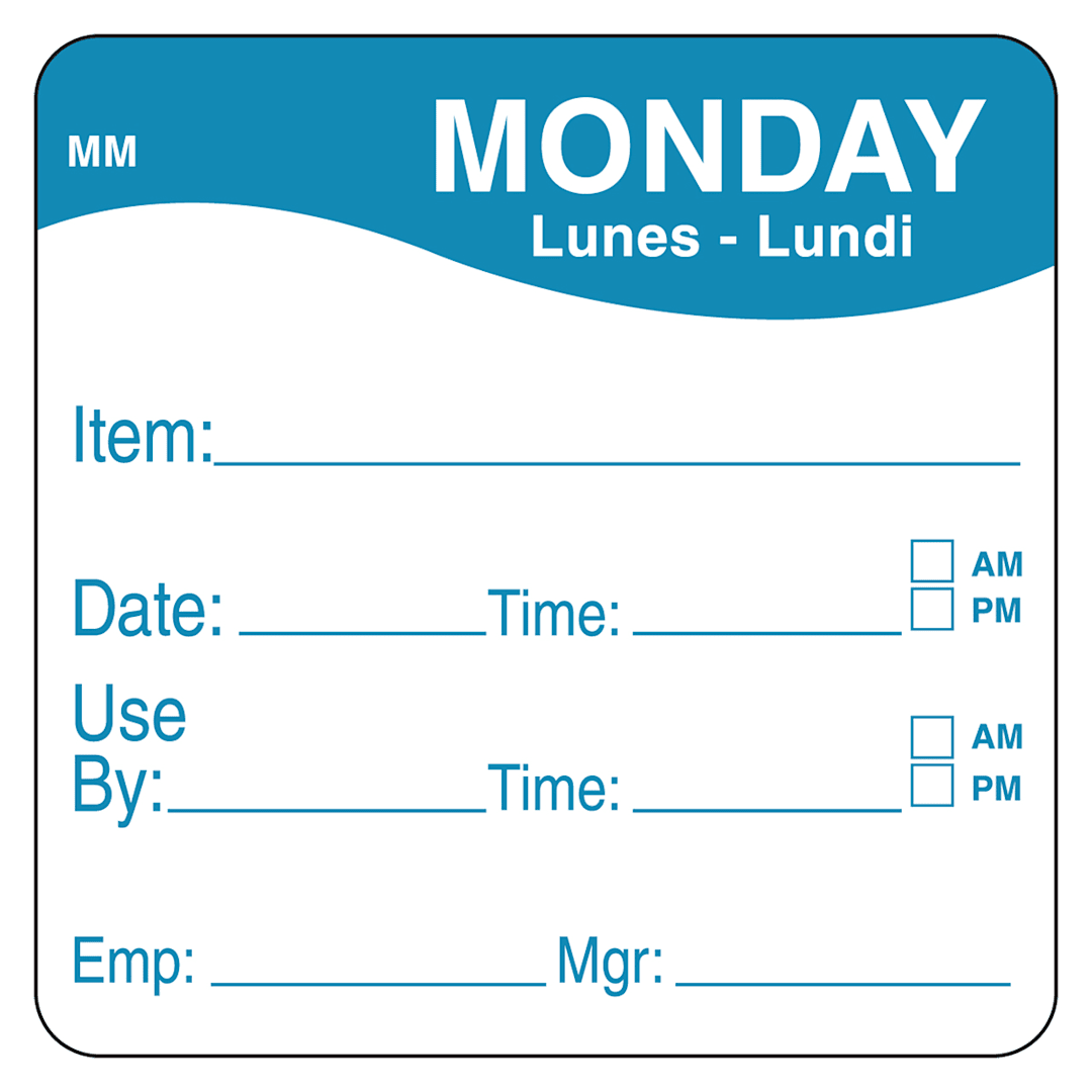 DayMark IT120148-1-MON MoveMark 2" Monday Use By Day Square