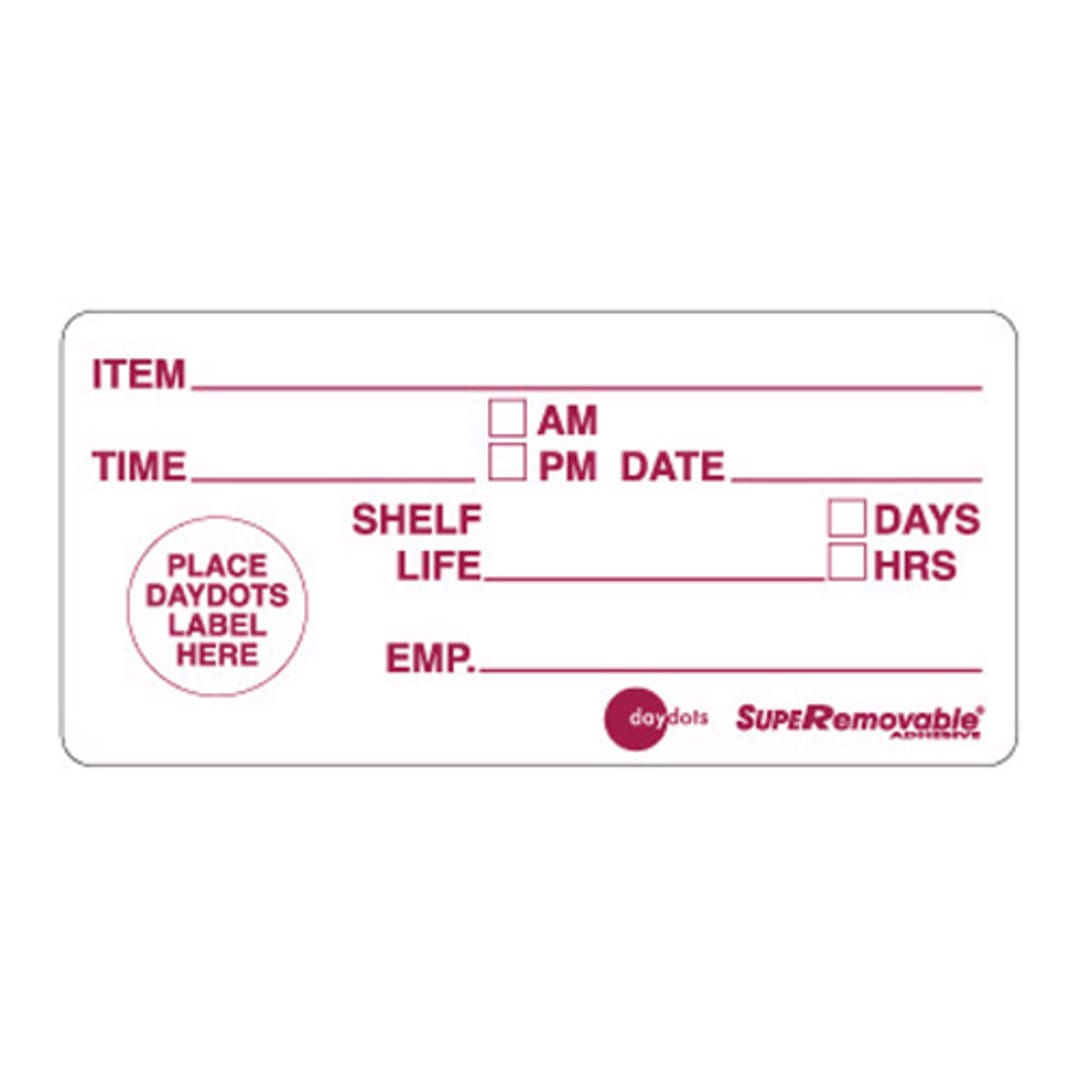 DayDots 10220-00-11 SupeRemovable 4" x 2" Shelf Life Label