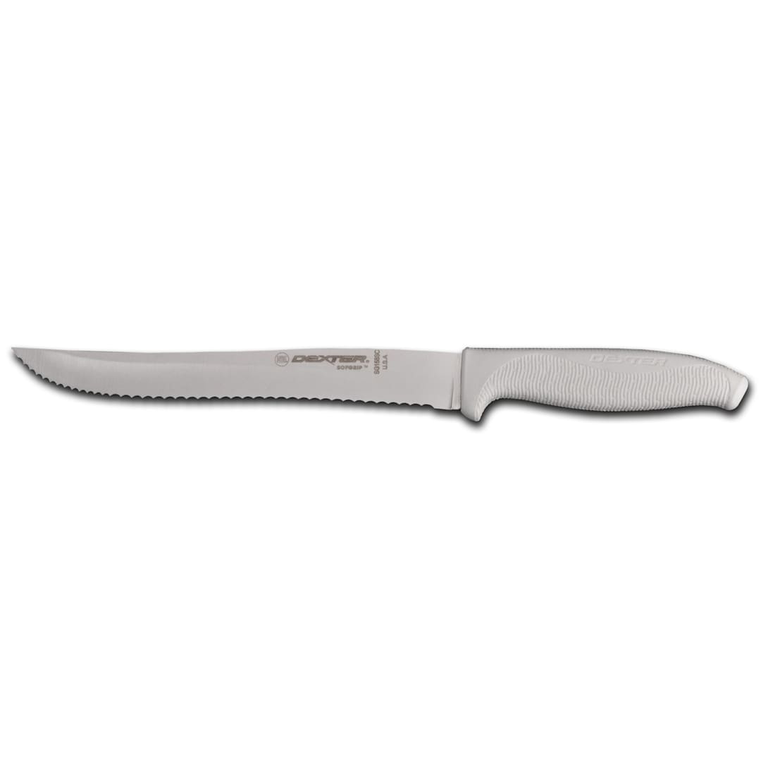 Dexter Russell SG158SC-PCP SofGrip White 8" Scalloped Utility Knife