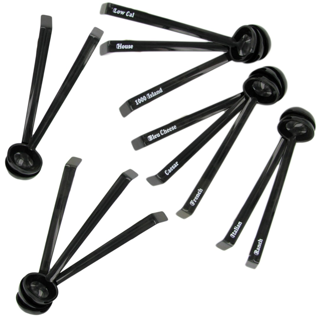 Cambro LD85A110 Black Camwear .75 Oz. Asst. Imprinted Ladles