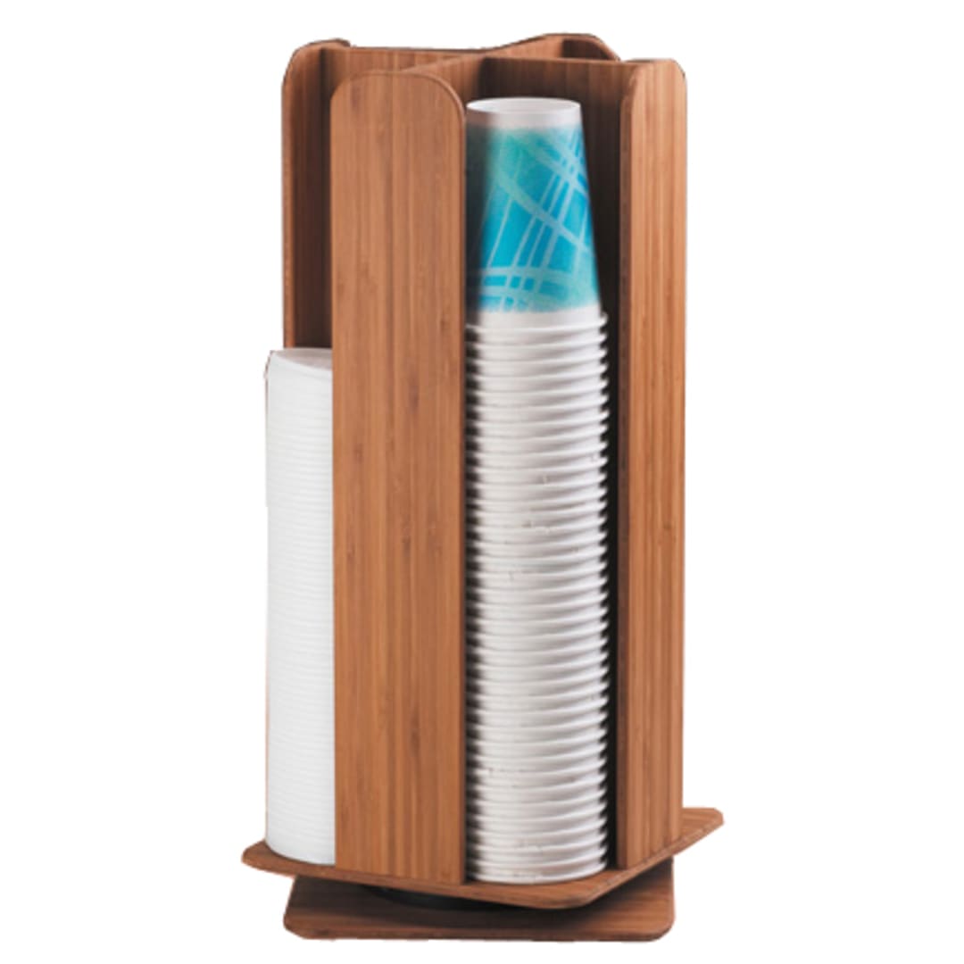 Cal-Mil 378-60 Bamboo 8 x 8 x 18.25" Cup / Lid Dispenser