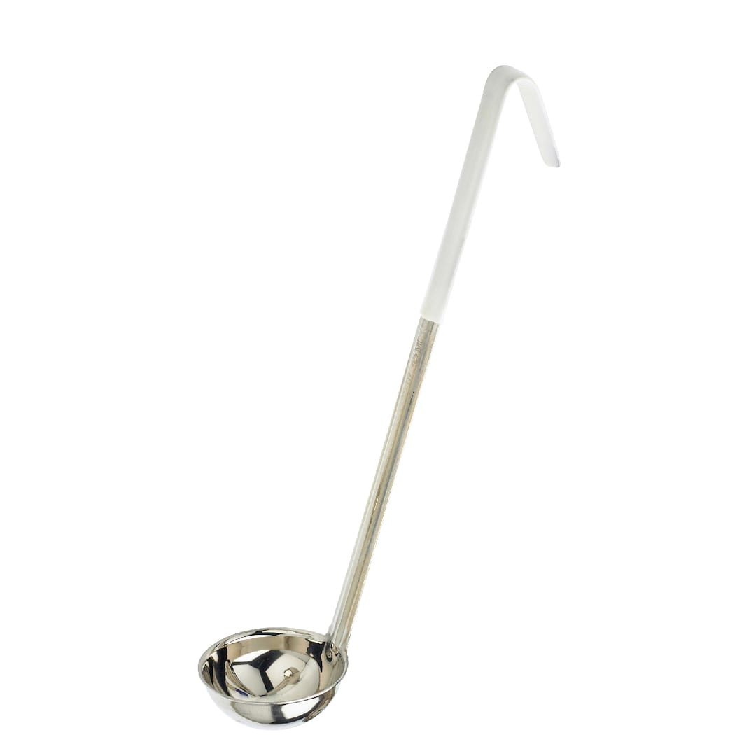 Browne Foodservice 994112WH S/S 1.5 Oz White 1-Piece Secure Grip Ladle