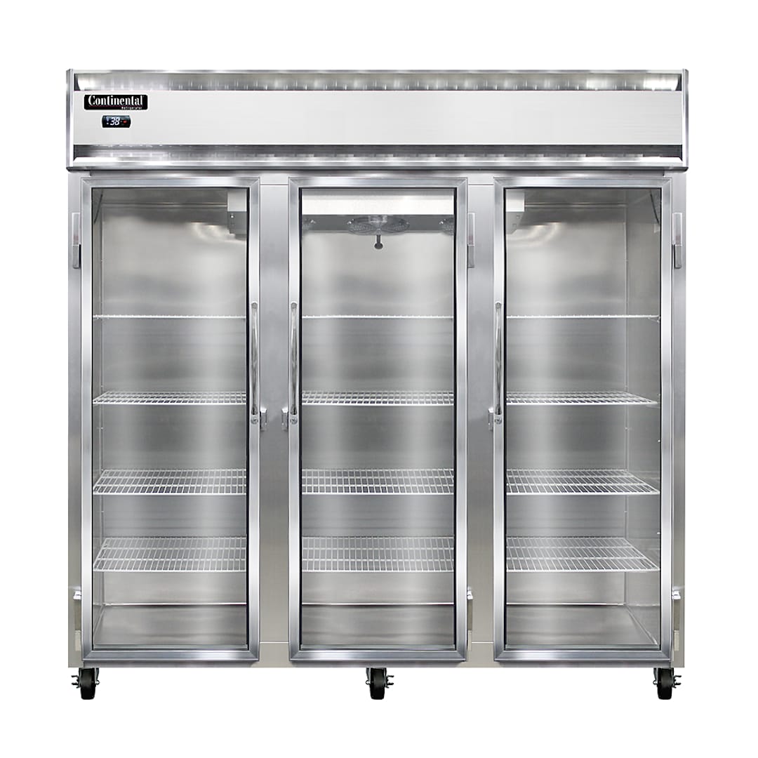 Continental 3R Aluminum 70 Cu Ft Three-Section Reach-In Refrigerator