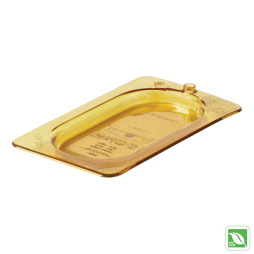 Rubbermaid FG202P23AMBR Sulf-X 1/9 Size Hot Food Pan Cover w/ Peg Hole