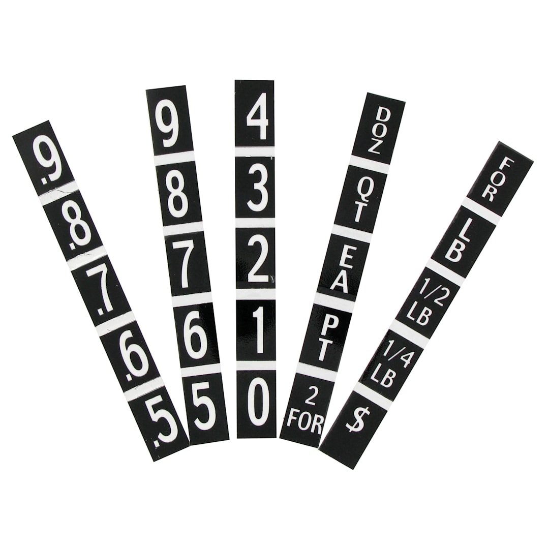 Custom Number Insert Set w/ White Numbers on Black Background