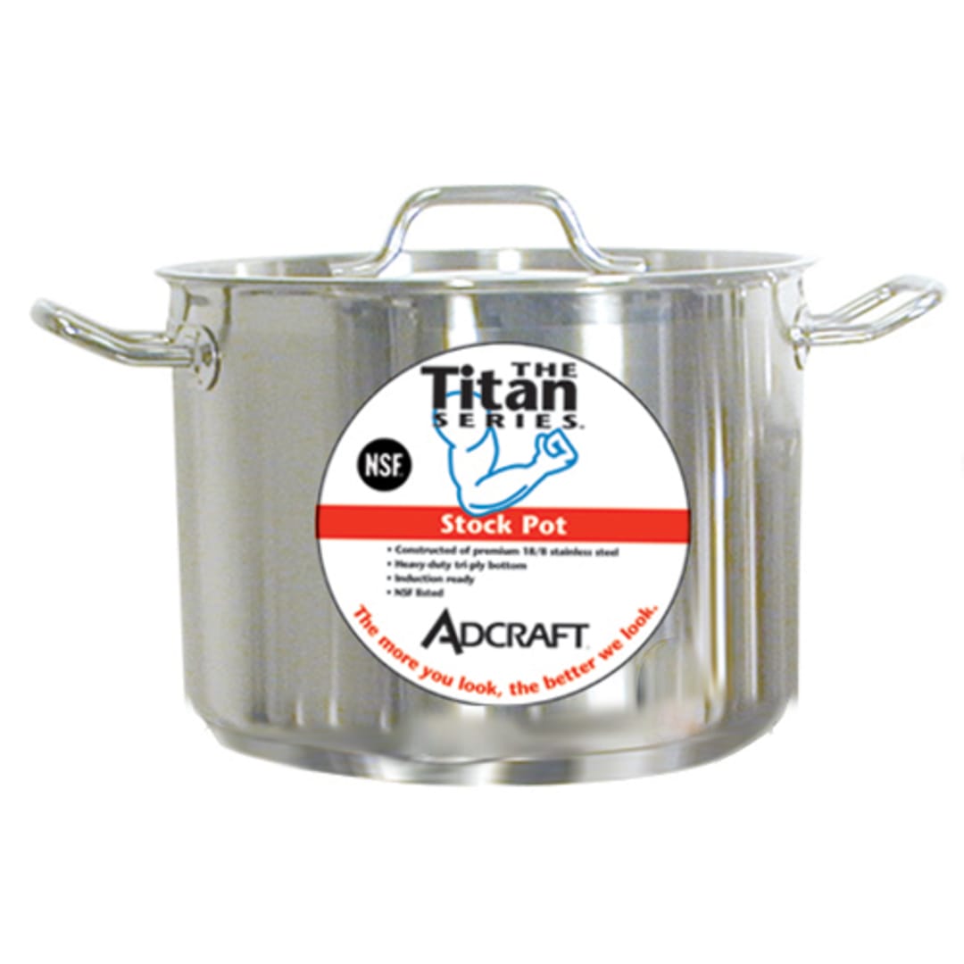 Adcraft SSP-12 Titan Series 12 Qt. S/S Induction Stock Pot With Cover