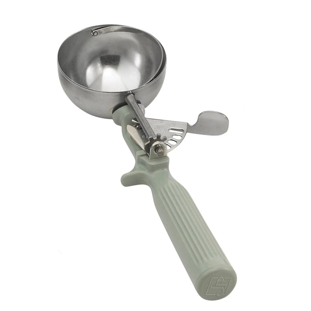 Vollrath 47140 S/S 4 Oz. / #8 Thumb Action Disher w/ Grey Handle