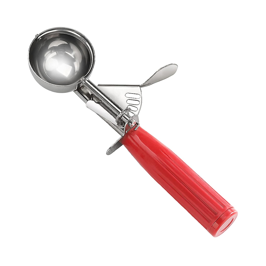 Darling Foodservice S/S 1.33 Oz / #24 Thumb Press Dishers with Red Handle