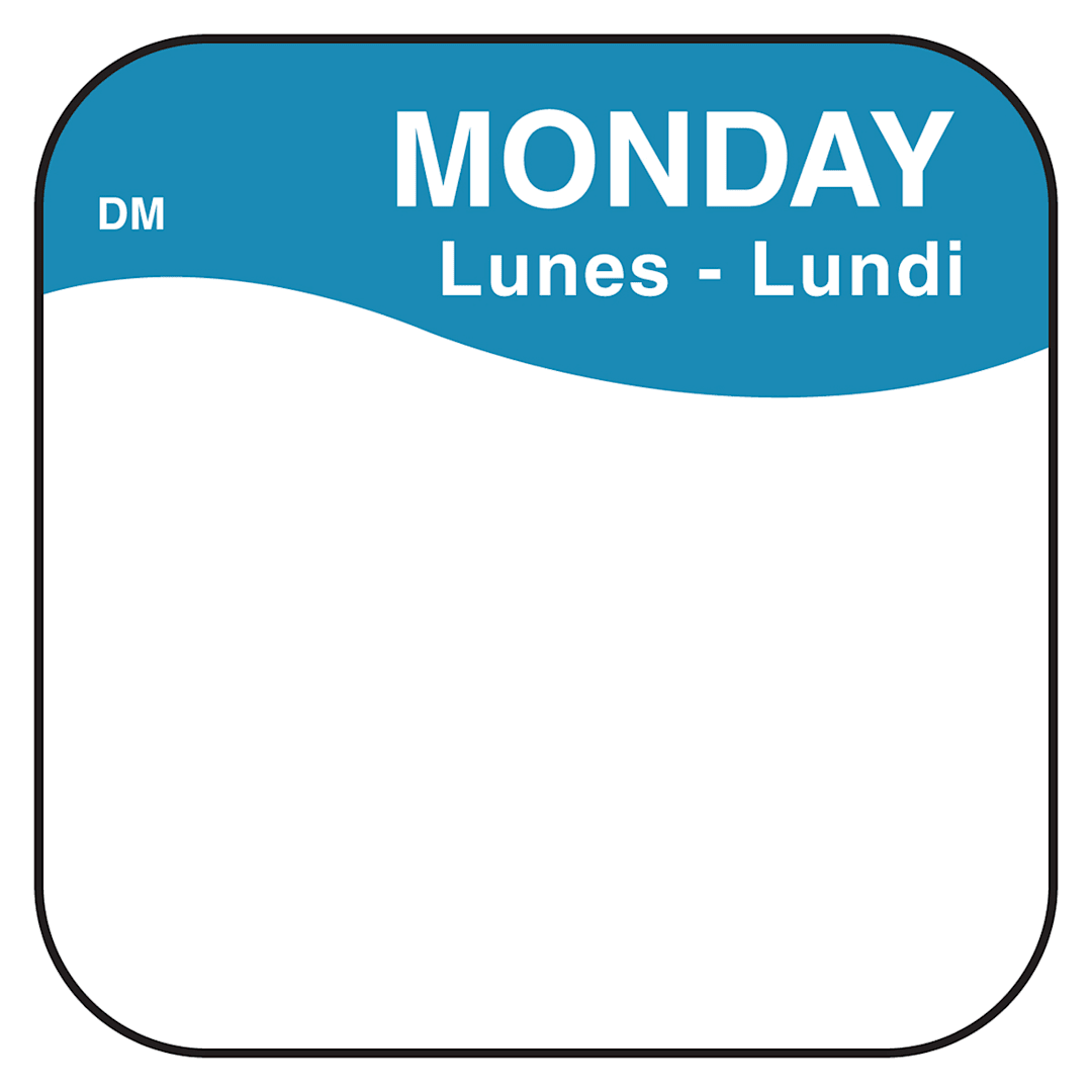 DayMark 1100371 DissolveMark™ .75" Monday Day Square - 1000 / RL