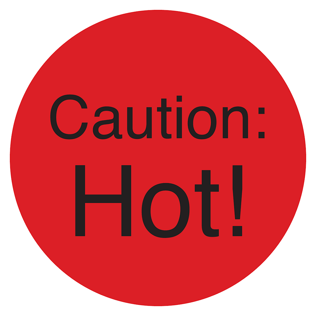 Darling Foodservice Red 1" "Caution: Hot" Deli Label - 1000 / RL
