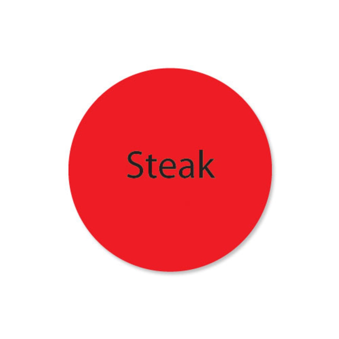 DayMark 111228 DuraMark Red 1" "Steak" Deli Label - 1000 / RL