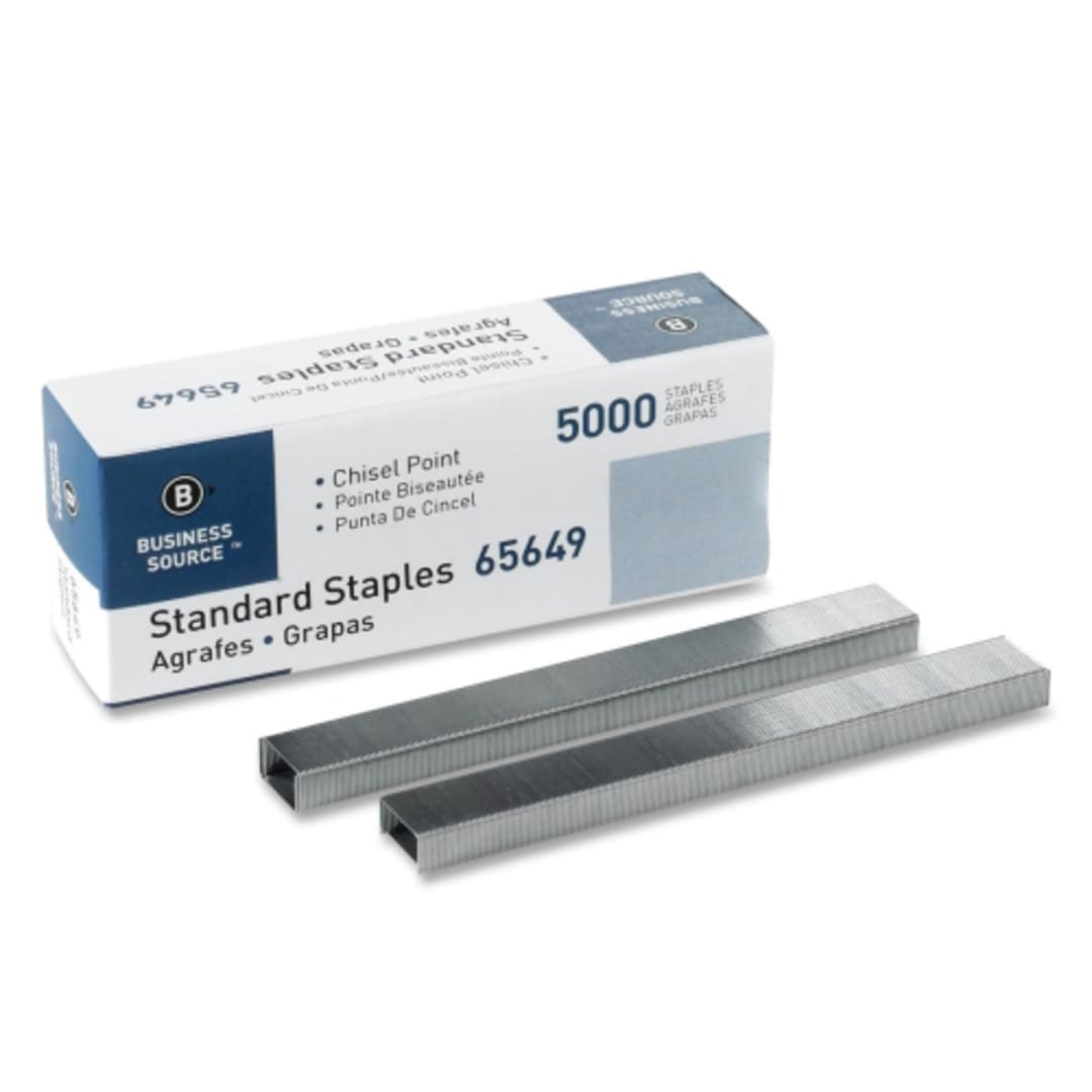 Business Source BSN65649 Standard Chisel Point Staples - 5000 / BX