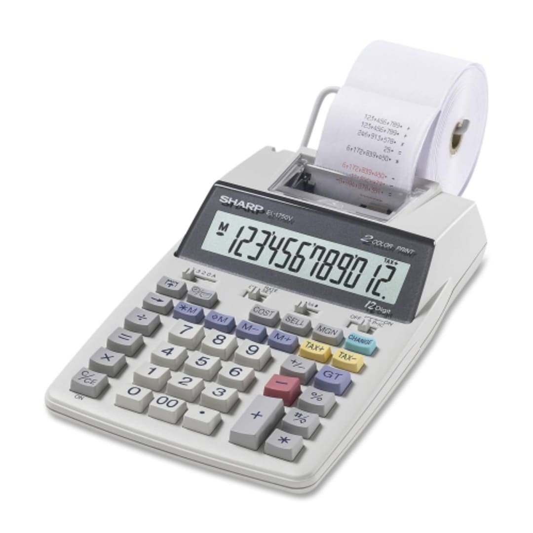 Sharp SHREL1750V White 12-Digit Printing Calculator