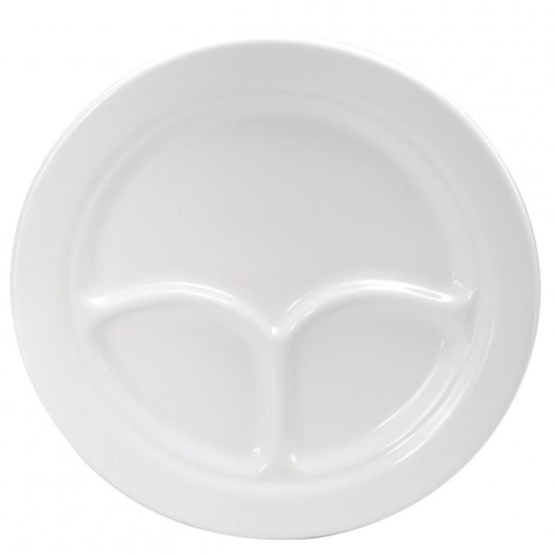 1880 Hospitality F9010000143 Cream White 3-Compartment Plate