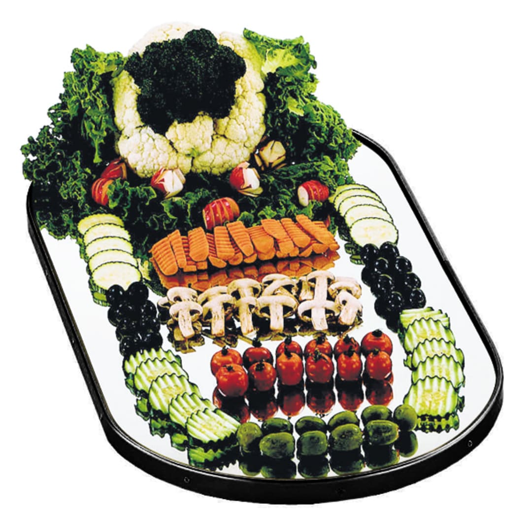 Lakeside® 262 Geneva Mirrored 24" x 48" Oval Display Tray