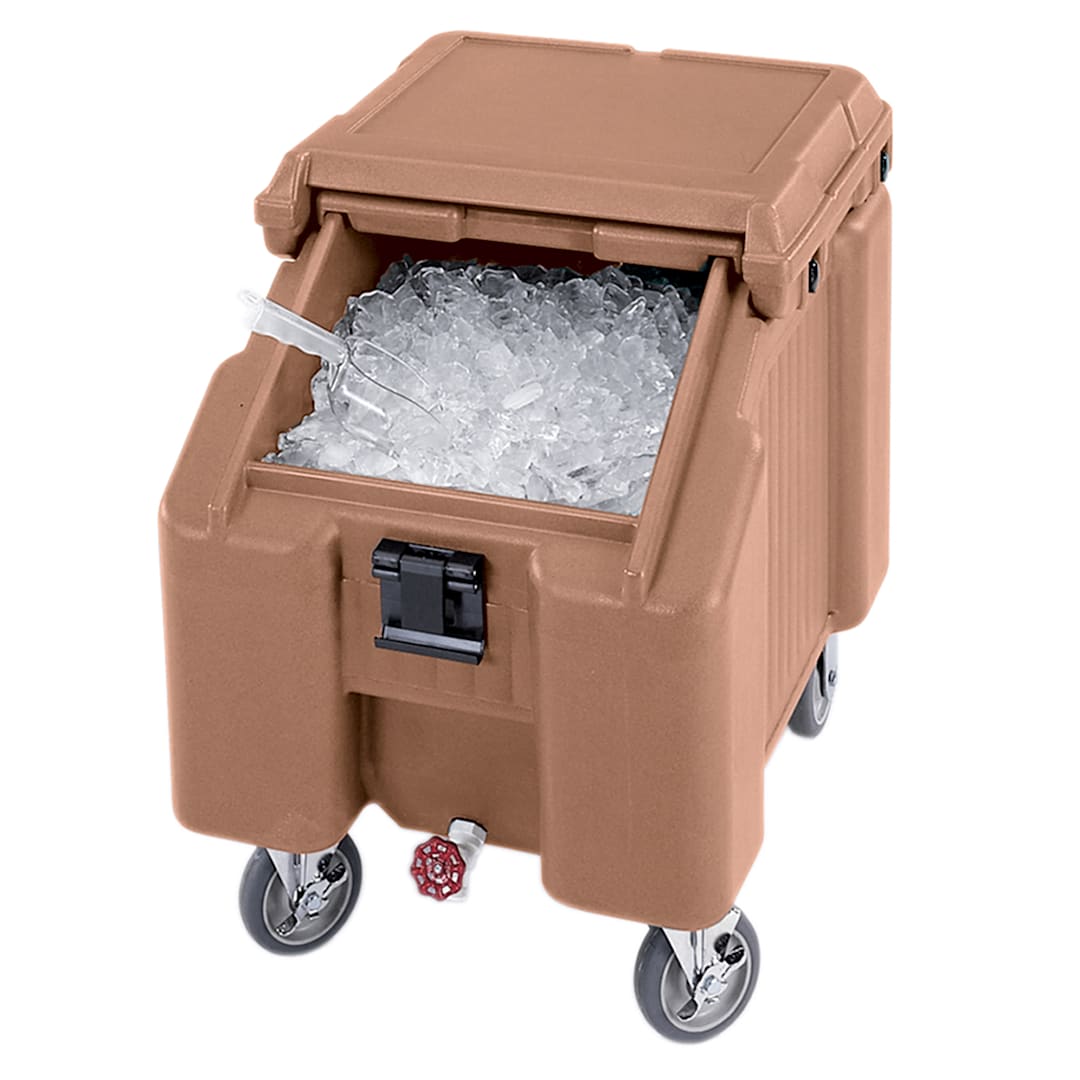 Cambro ICS100L157 SlidingLid Coffee Beige Slant Top 100 Lb. Ice Caddy