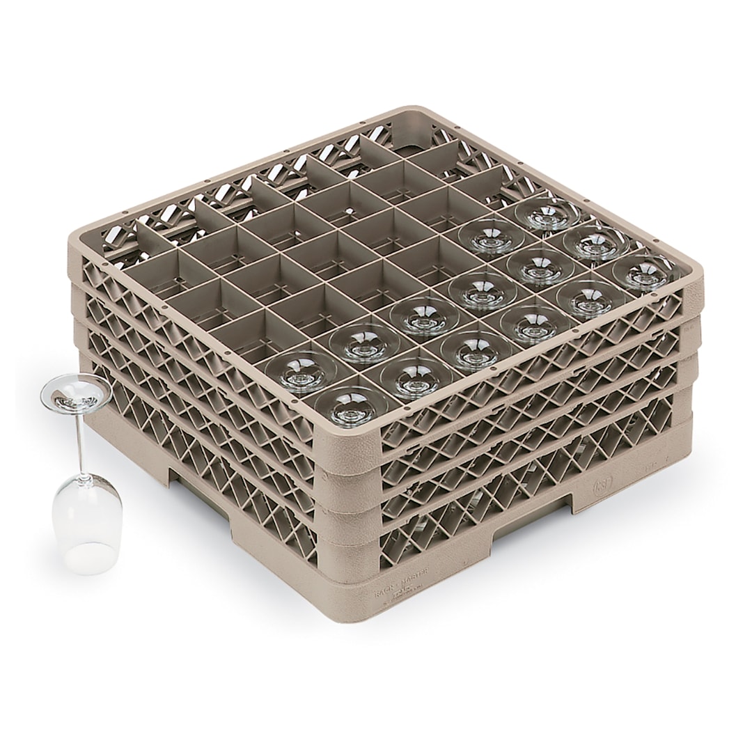 Traex® TR7CCC Beige 36 Compartment Glass Rack with 3 Extenders