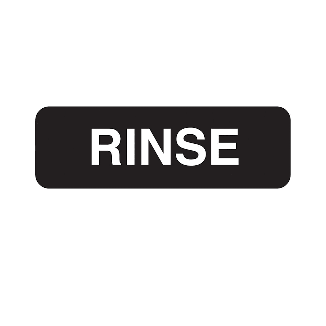 Traex 4522 Black 3 x 9" RINSE Symbol Sign with White Letters