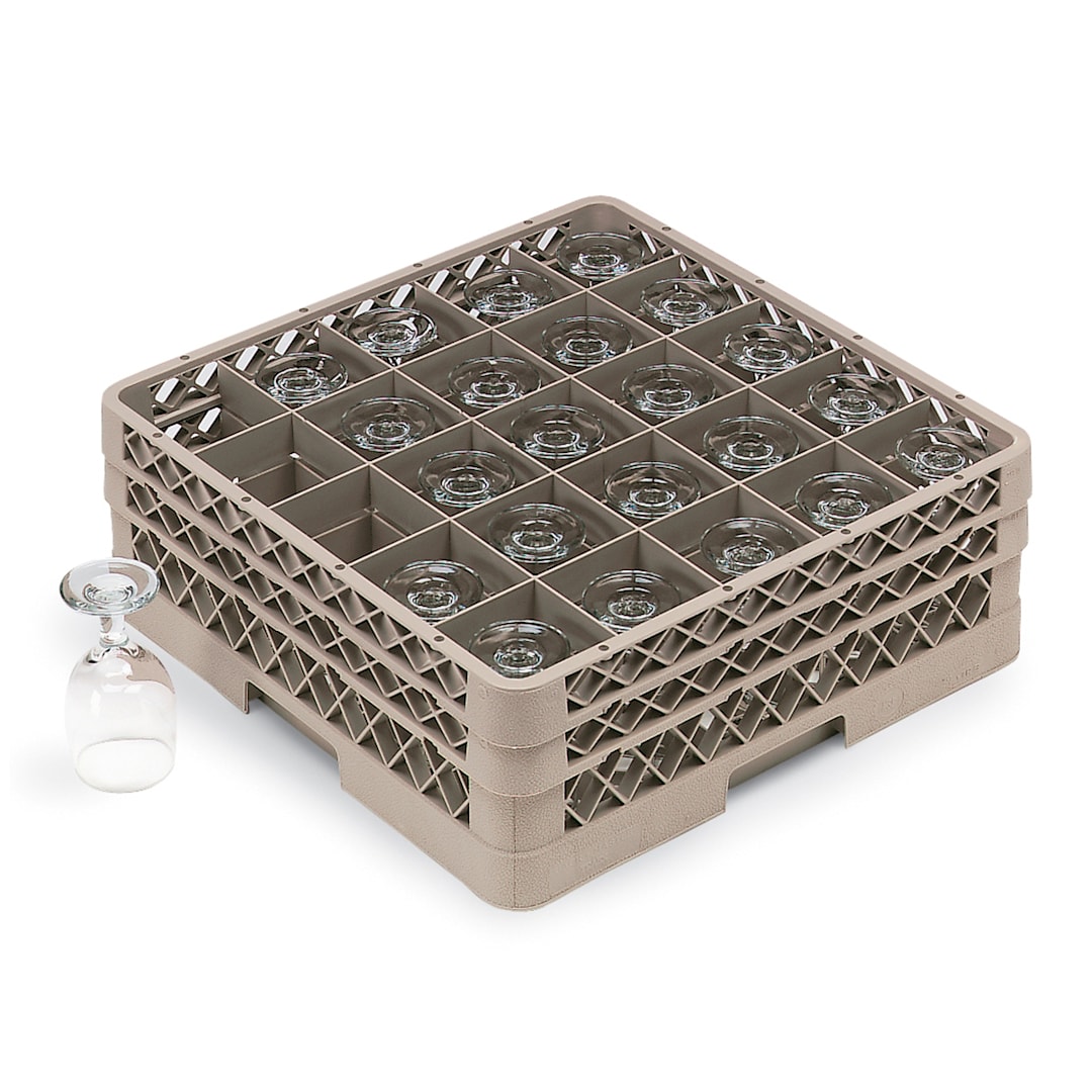 Traex® TR6BB Beige 25 Compartment Glass Rack with 2 Extenders