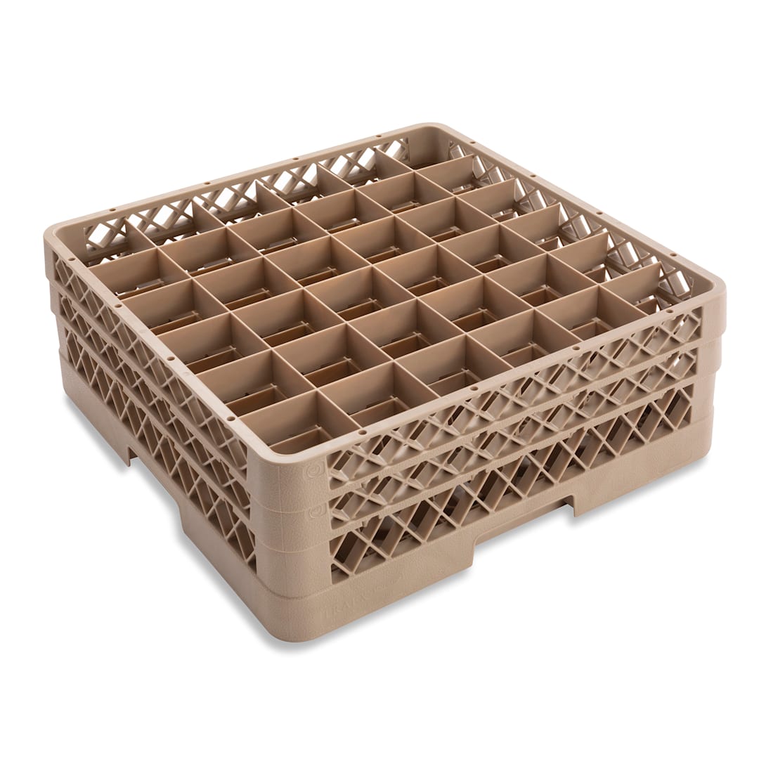 Traex® TR7CC Beige 36 Compartment Glass Rack with 2 Extenders