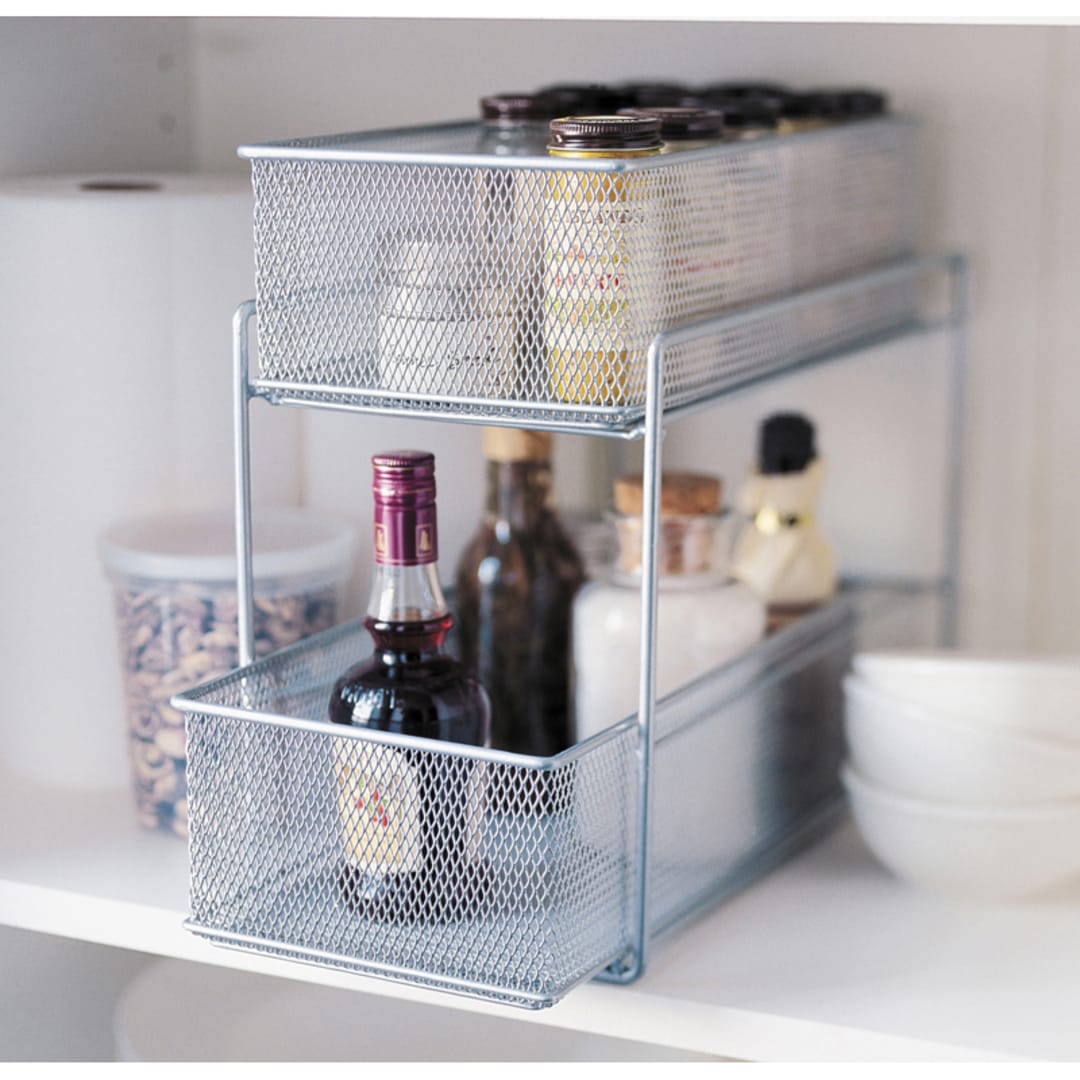 Design Ideas 351289 7.5" x 13.8" Silver Mesh Cabinet Basket