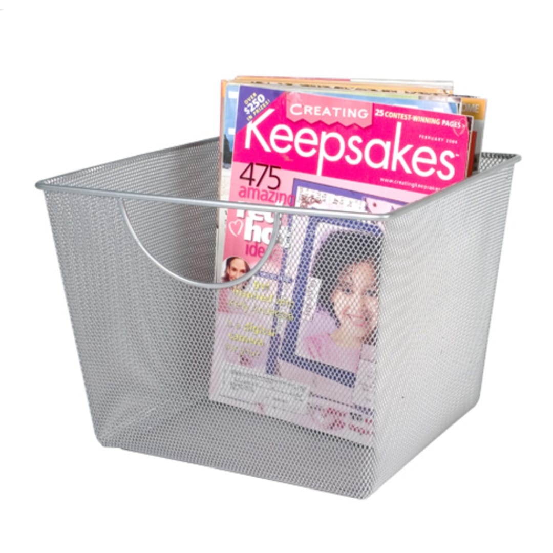 Design Ideas 351419 11.5" x 10.5" Large Silver Mesh Storage Basket