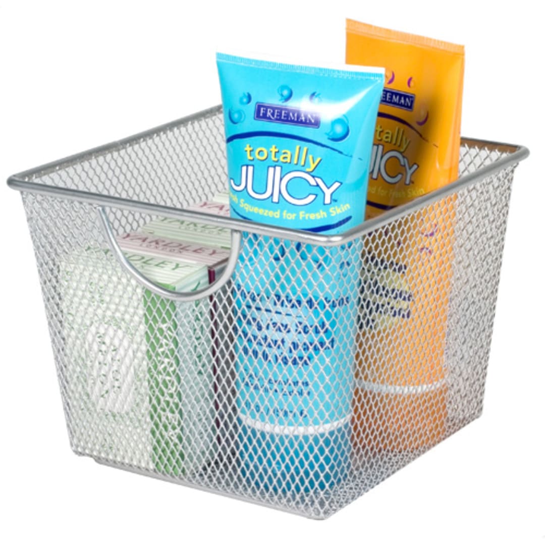 Design Ideas 351409 6.9" x 6.9" Small Silver Mesh Storage Basket