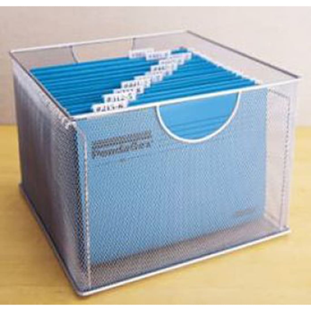Design Ideas 34279 13.5" x 14" Silver Mesh File Box