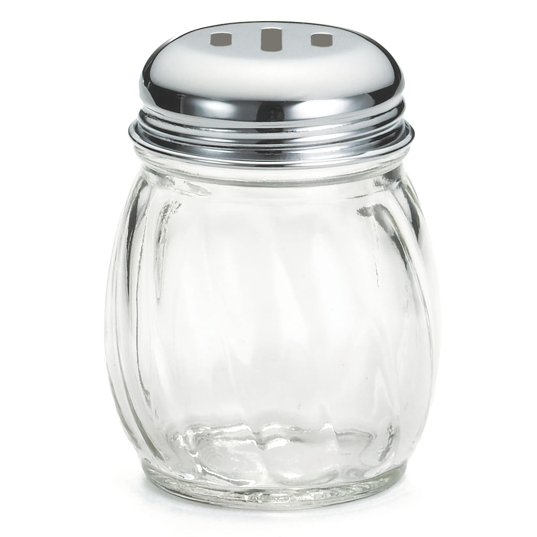 TableCraft 260SL Glass 6 Oz. Cheese Shaker with Slotted Lid - Dozen