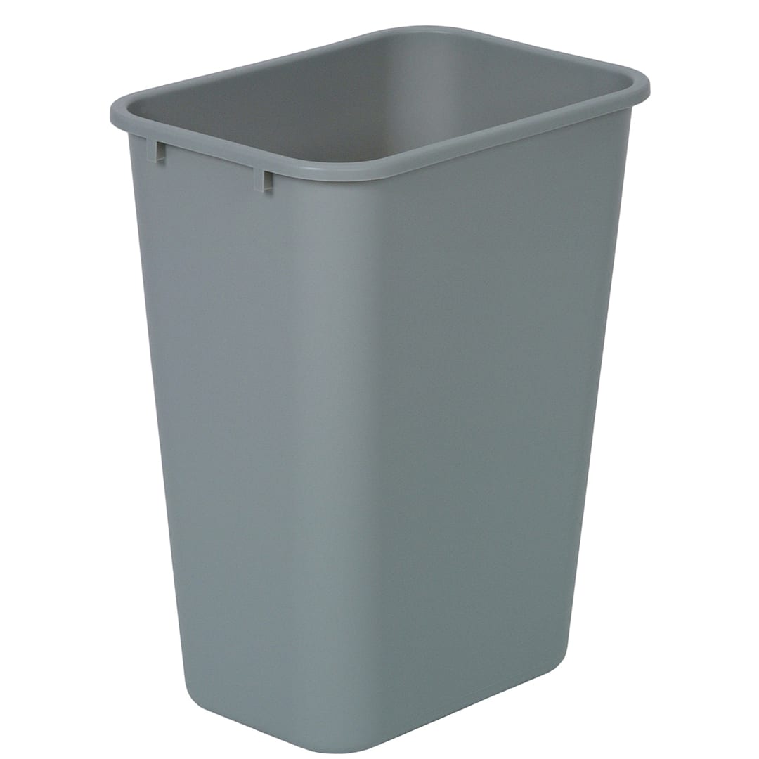 Continental 4114GY Gray Plastic Rectangular 41 Qt Wastebasket