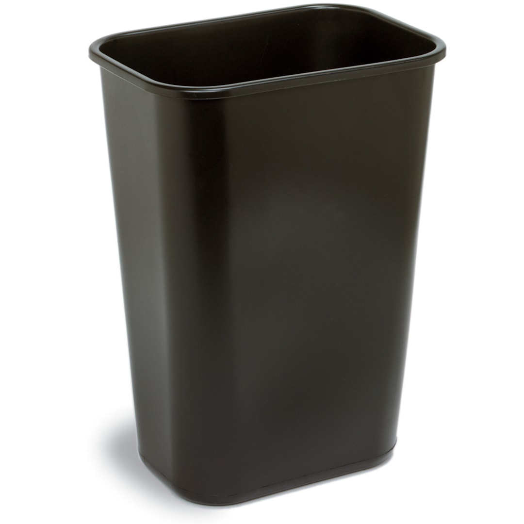 Darling Foodservice 4114BK Black Plastic Rectangular 41 qt Wastebasket