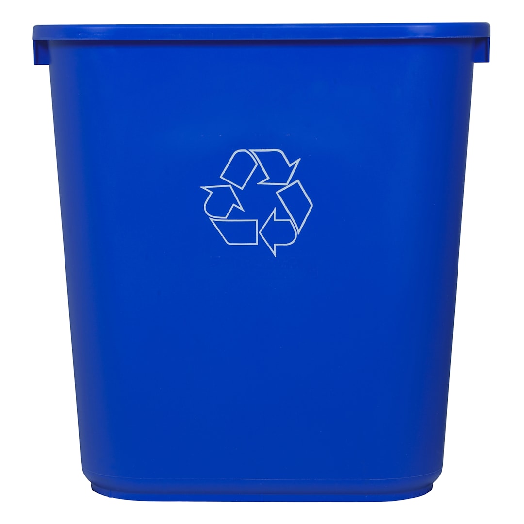Continental 2818-1 Blue Plastic 28 Qt Retangular Recycling Wastebasket