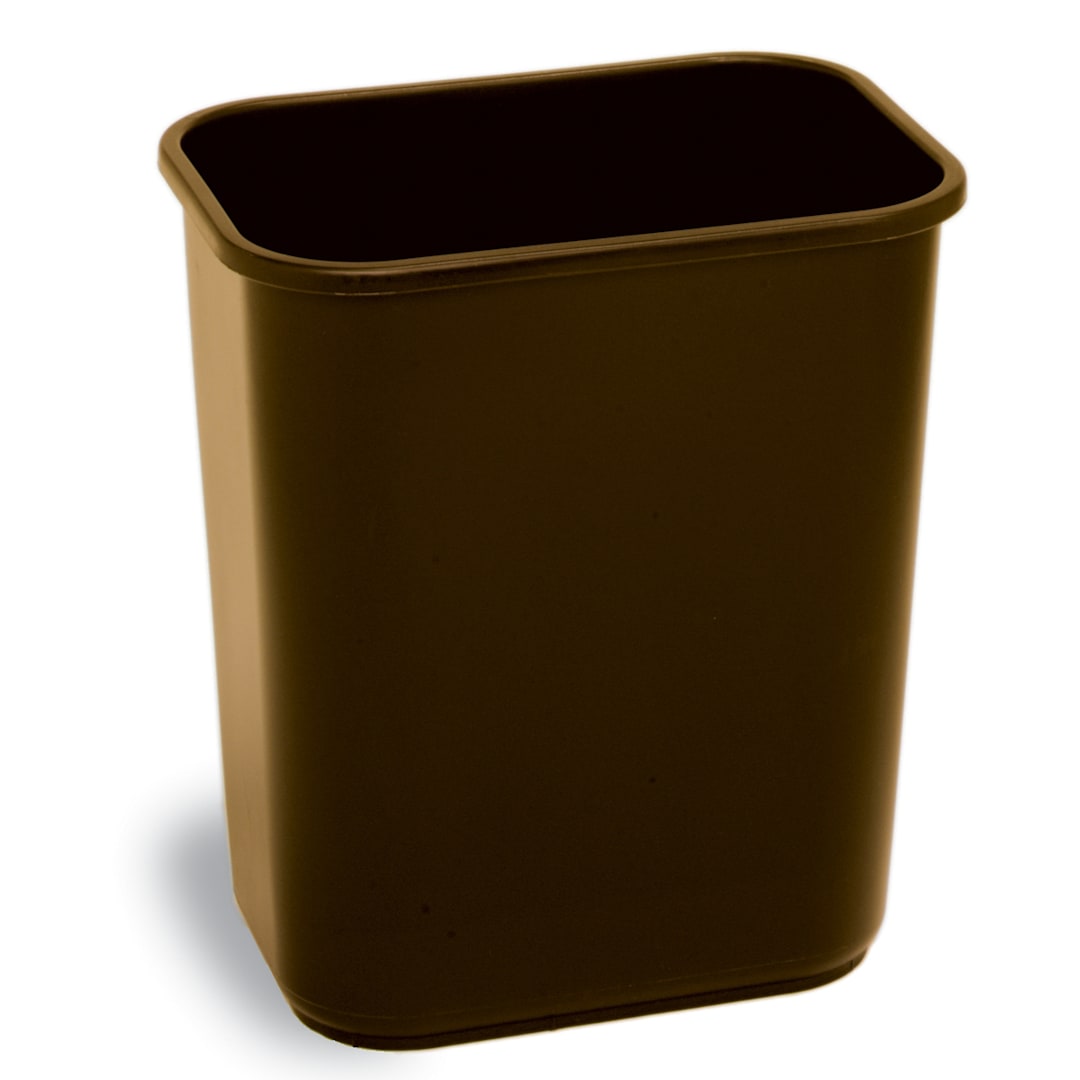Continental 2818BN Brown Plastic Rect. 28 Qt Recycling Wastebasket