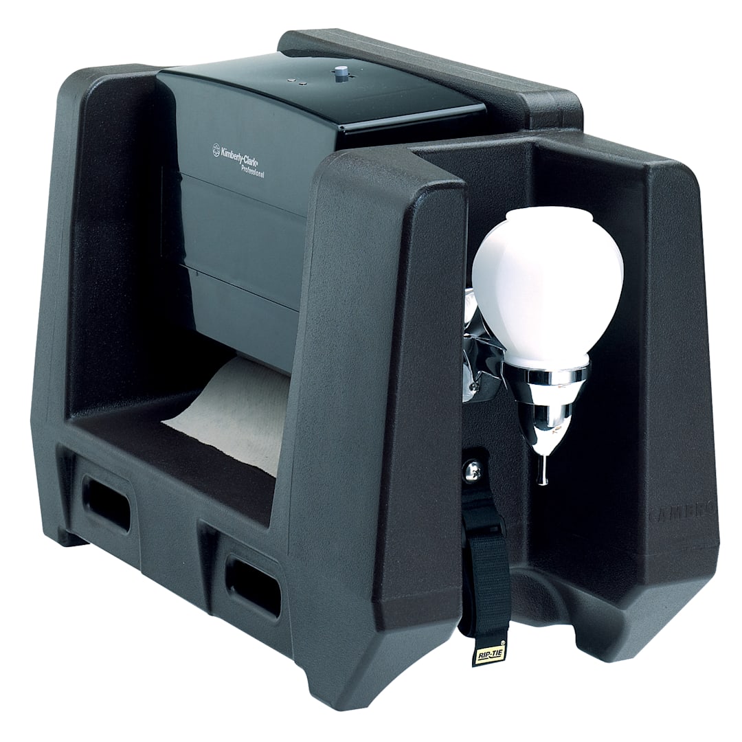 Cambro HWATD110 Black Handwash Station with Paper Towel Dispenser