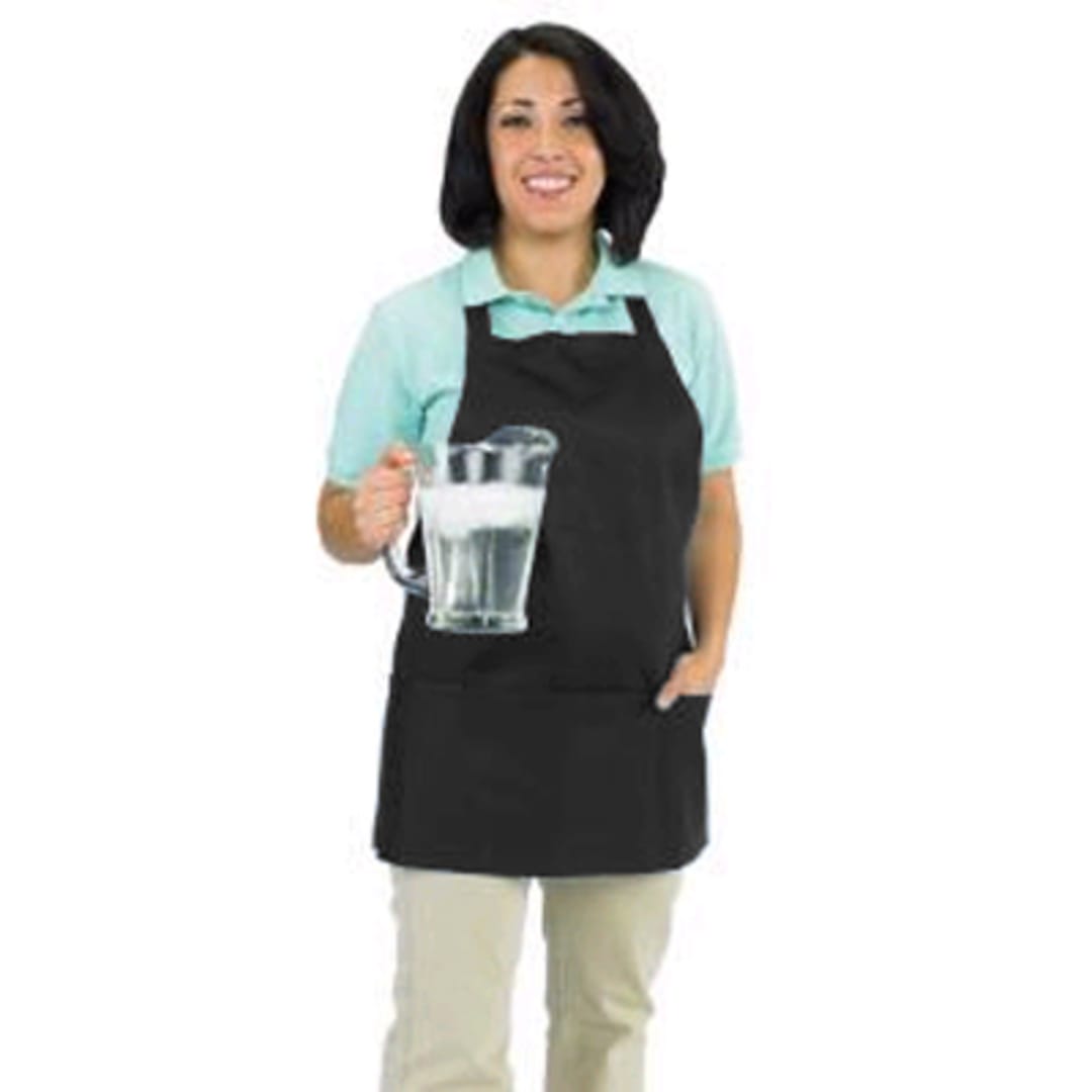 Chef Revival 602BAFH-BK Front-of-the-House Black 3-Pocket Bib Apron